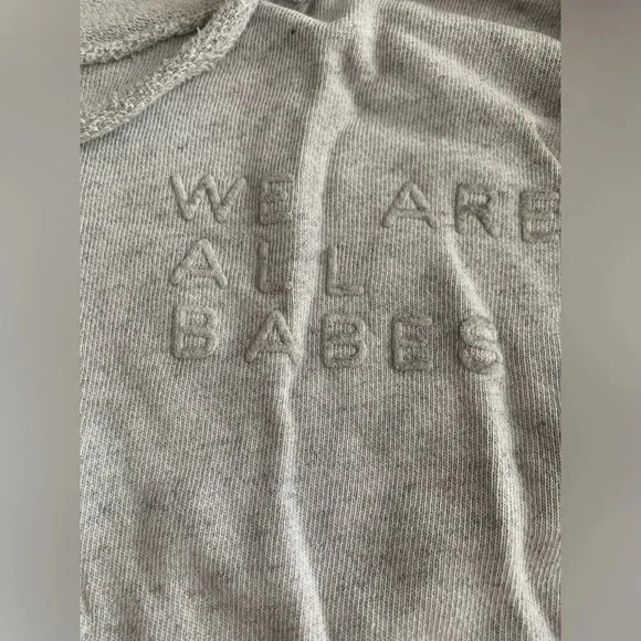 Good hYOUman We Are All Babes Ripped Grey Cotton Cozy Boho Sweatshirt- Small - Picture 5 of 12